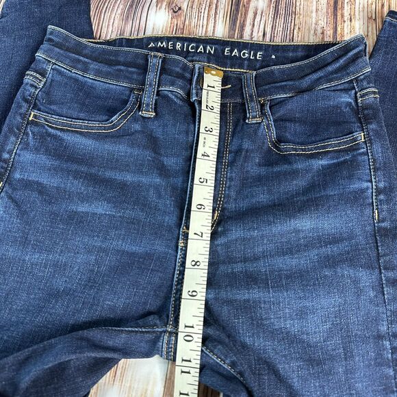 American Eagle SUPER HI RISE JEGGING Womens Sz 4 Blue Jeans Denim Pants 26x28.5 - Picture 4 of 10
